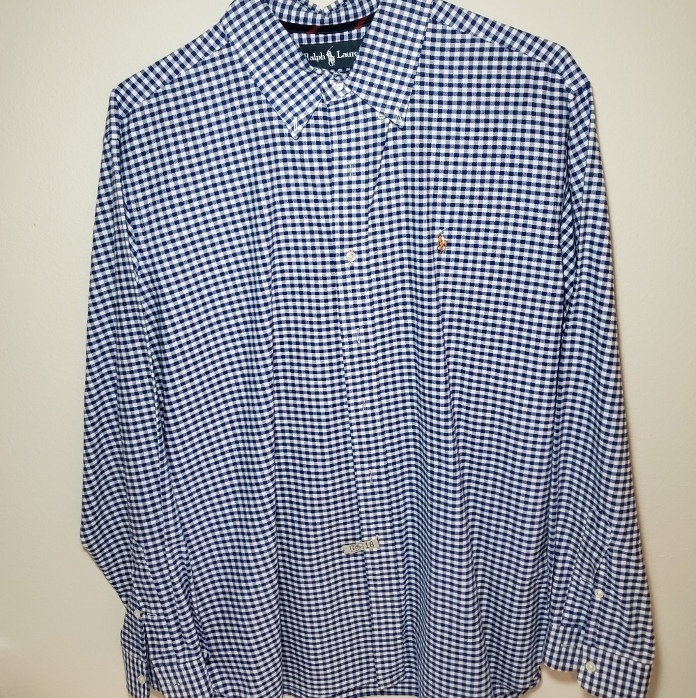 Men's Polo Ralph Lauren Blue Plaid Button Down XL